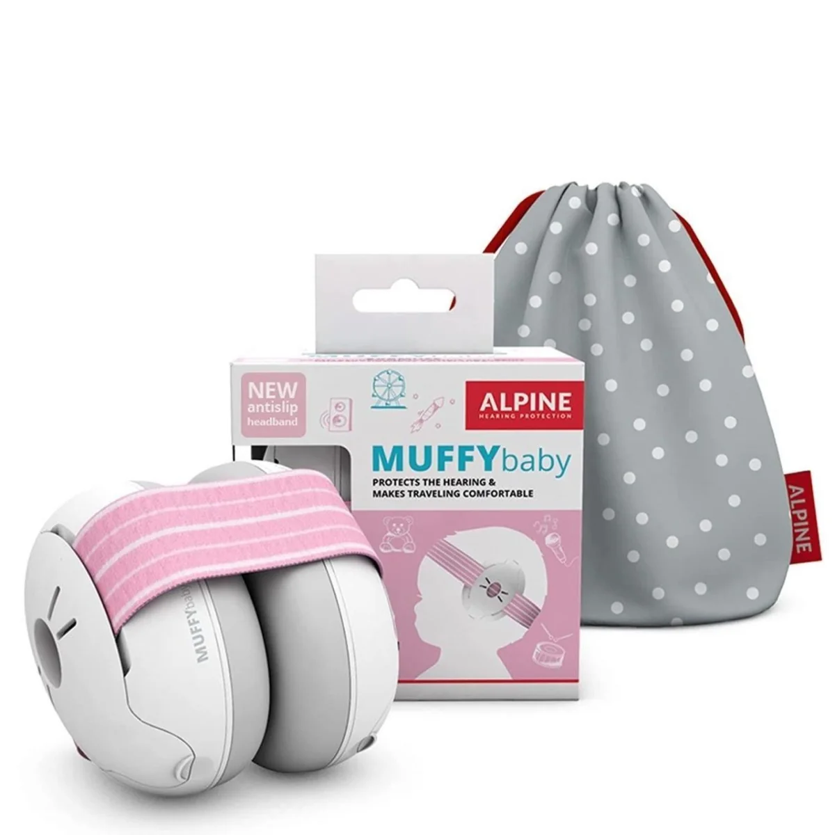 Casti antifonice pentru bebelusi de la 0-3 ani Muffy Baby Pink ALP24951, 1 bucata, Alpine