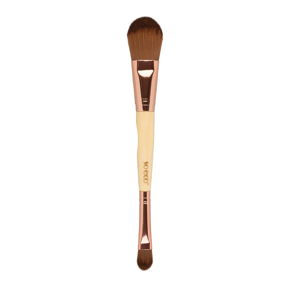 Pensula ecologica cu capat dublu pentru fond de ten si concealer, 1 bucata, So Eco