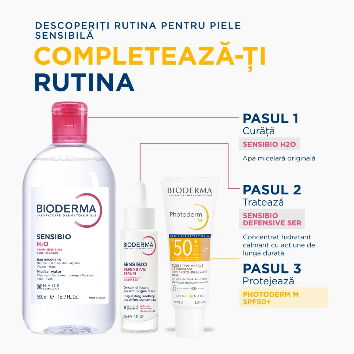 Fotoprotectie colorata SPF 50+ Photoderm M, 40ml, Bioderma