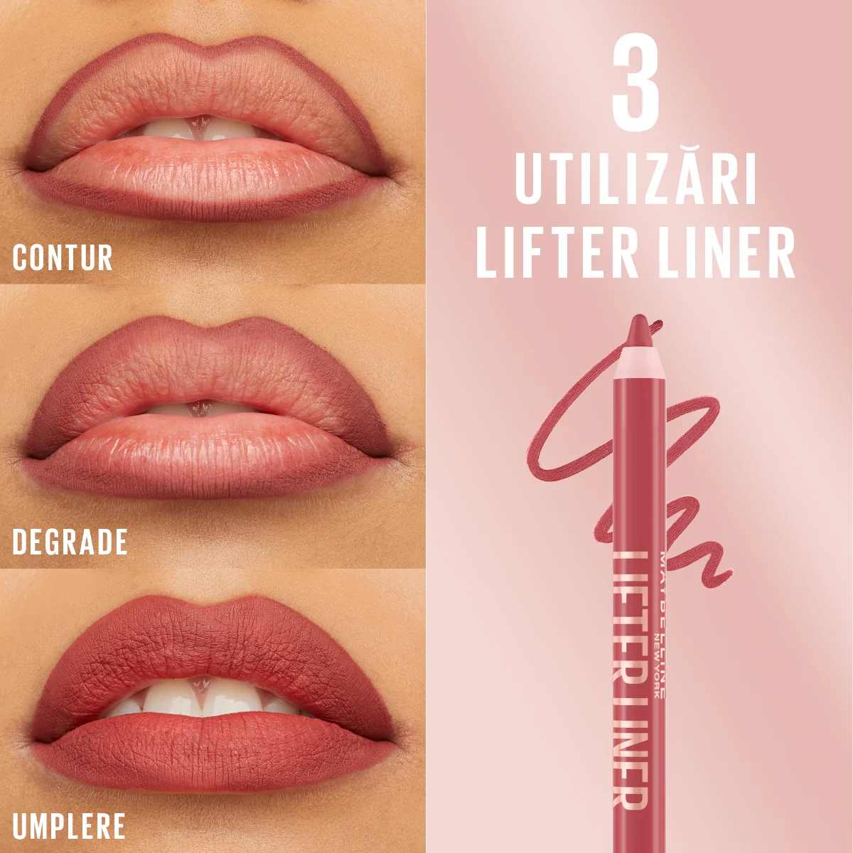 Creion de buze cu Acid Hialuronic Lifter Liner Nr. 011 Upstate, 1g, Maybelline