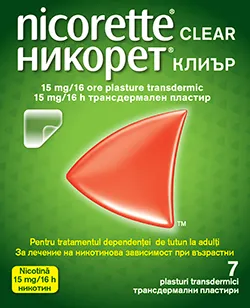 Nicorette® Clear 15mg/16h plasture transdermic, 7 plasturi, Johnson&Johnson 
