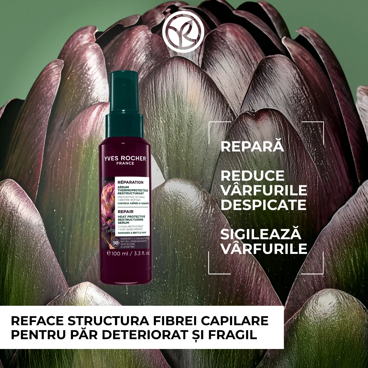 Ser reparator termoprotector pentru par, 100ml, Yves Rocher
