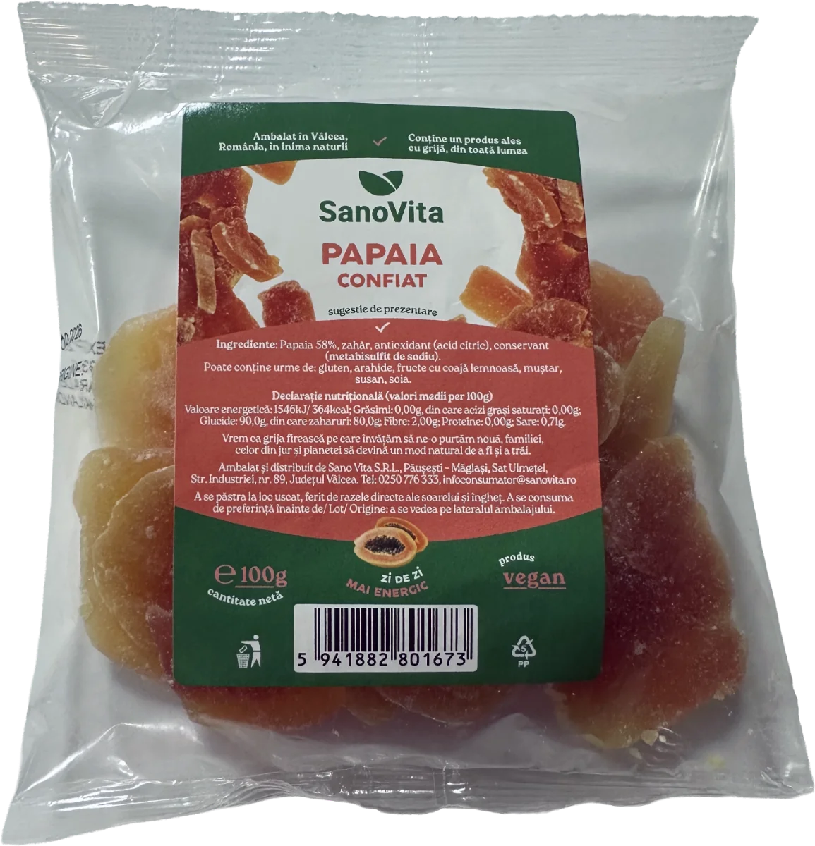 Papaia confiat, 100g, SanoVita