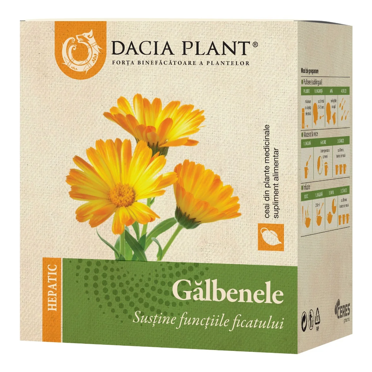 Ceai de galbenele, 50g, Dacia Plant 