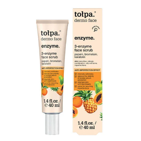 Scrub enzimatic pentru ten mixt si gras Dermo Face Enzyme, 40ml, Tolpa