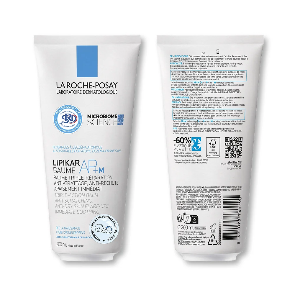 Balsam cu tripla actiune impotriva puseurilor de uscaciune a pielii AP+M Lipikar Baume, 200ml, La Roche Posay