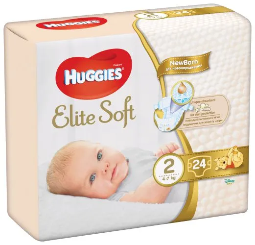 Scutece pentru copii Elite Soft 2, 4-6 kg, 24 bucati, Huggies