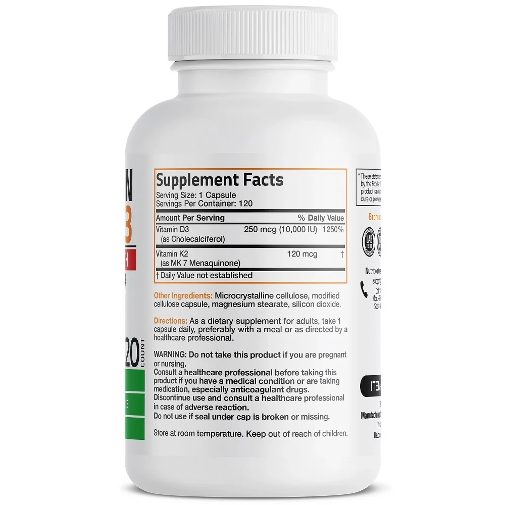 Vitamina K2 90mcg + Vitamina D3 5000UI, 120 capsule, Bronson Laboratories
