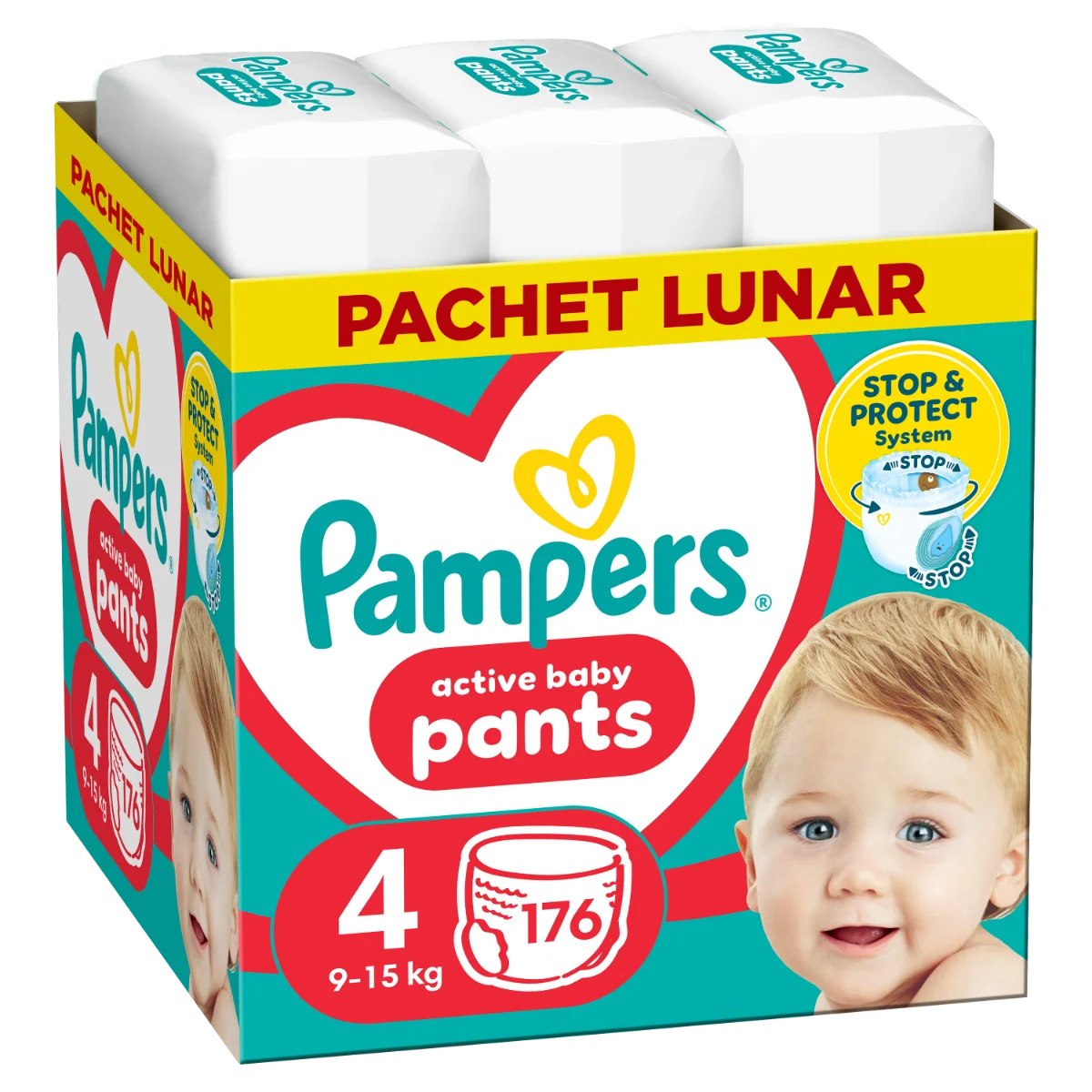 Scutece Active Baby Pants Nr.4 pentru 9-15 kg, 176 bucati, Pampers