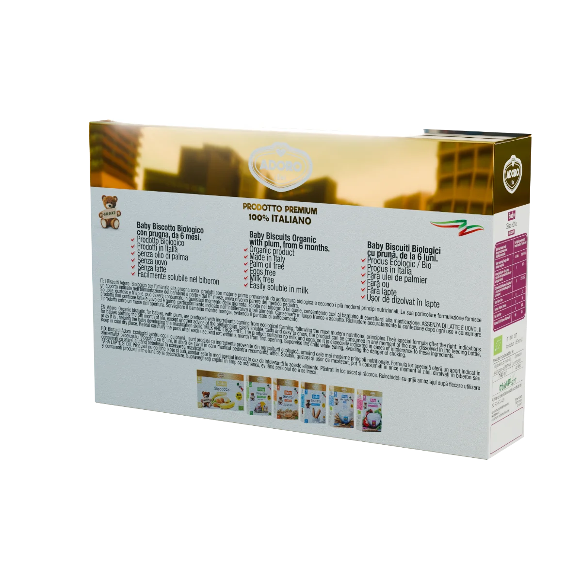 Biscuiti cu prune Bio 6 luni+, 2 x 125g, Adoro Bimbi