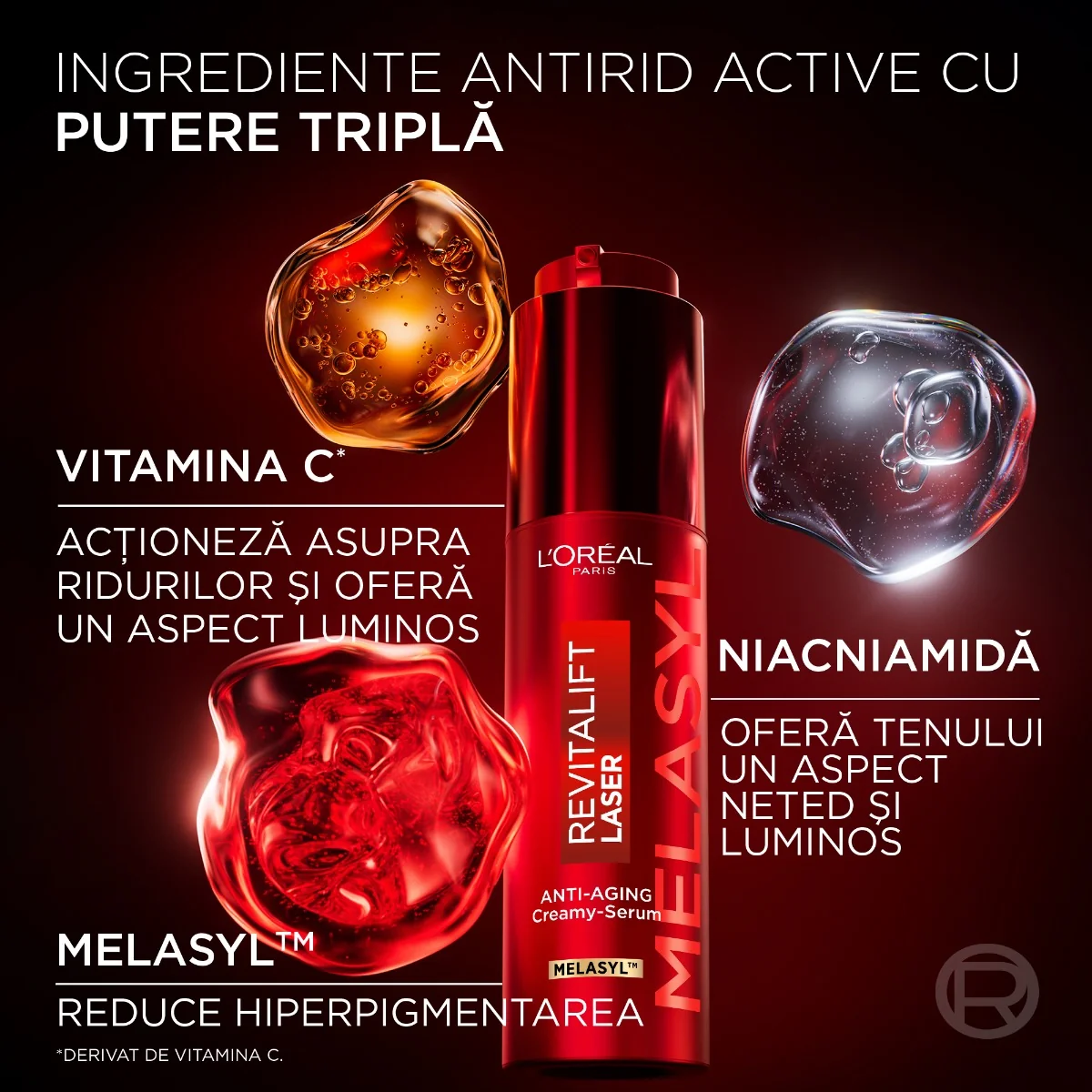 Serum-crema anti-imbatranire Revitalift Laser Melasyl, 50ml, L'Oreal Paris
