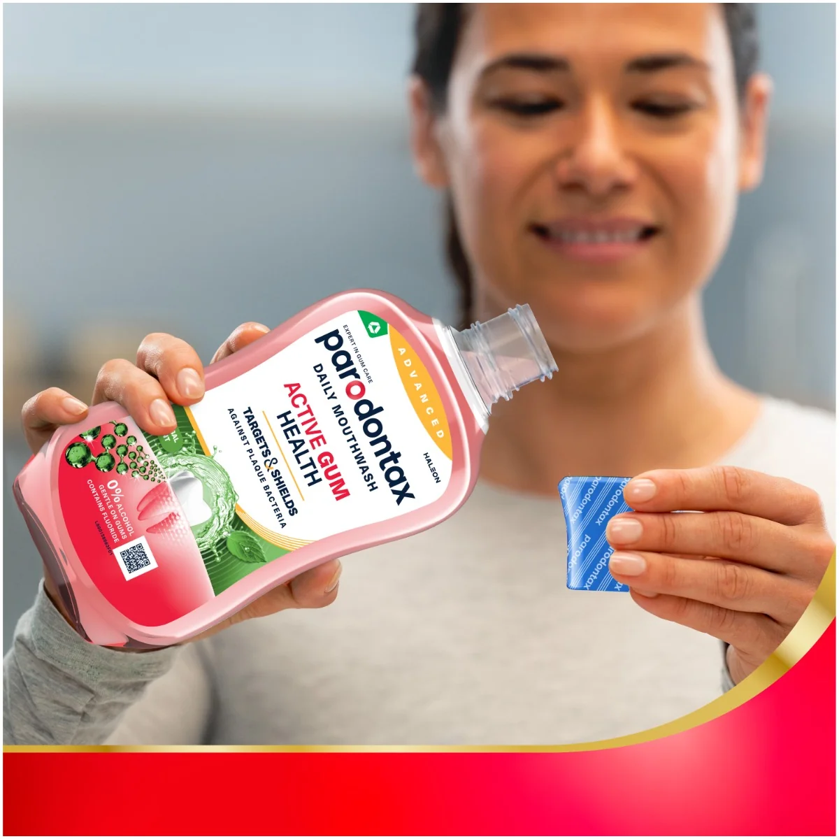 Apa de gura fara alcool Active Gum Health Herbal Mint, 500ml, Parodontax