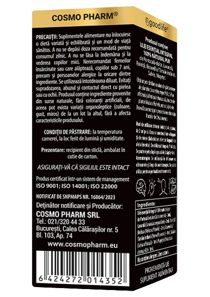 Mix de uleiuri esentiale integrale +6 Relax, 10ml, Cosmopharm