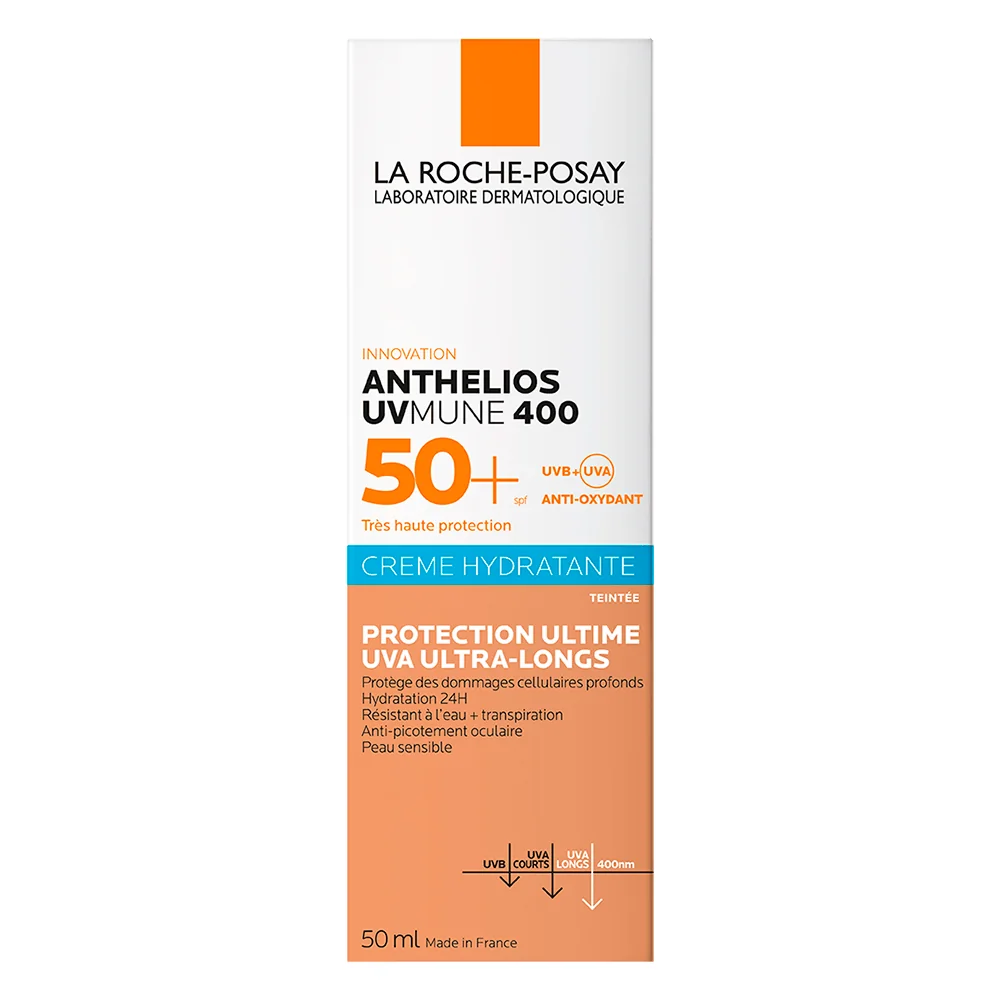Crema hidratanta cu pigment de culoare protectie solara SPF 50+ pentru ten sensibil sau intolerant la soare Anthelios UV-Mune 400, 50ml, La Roche-Posay