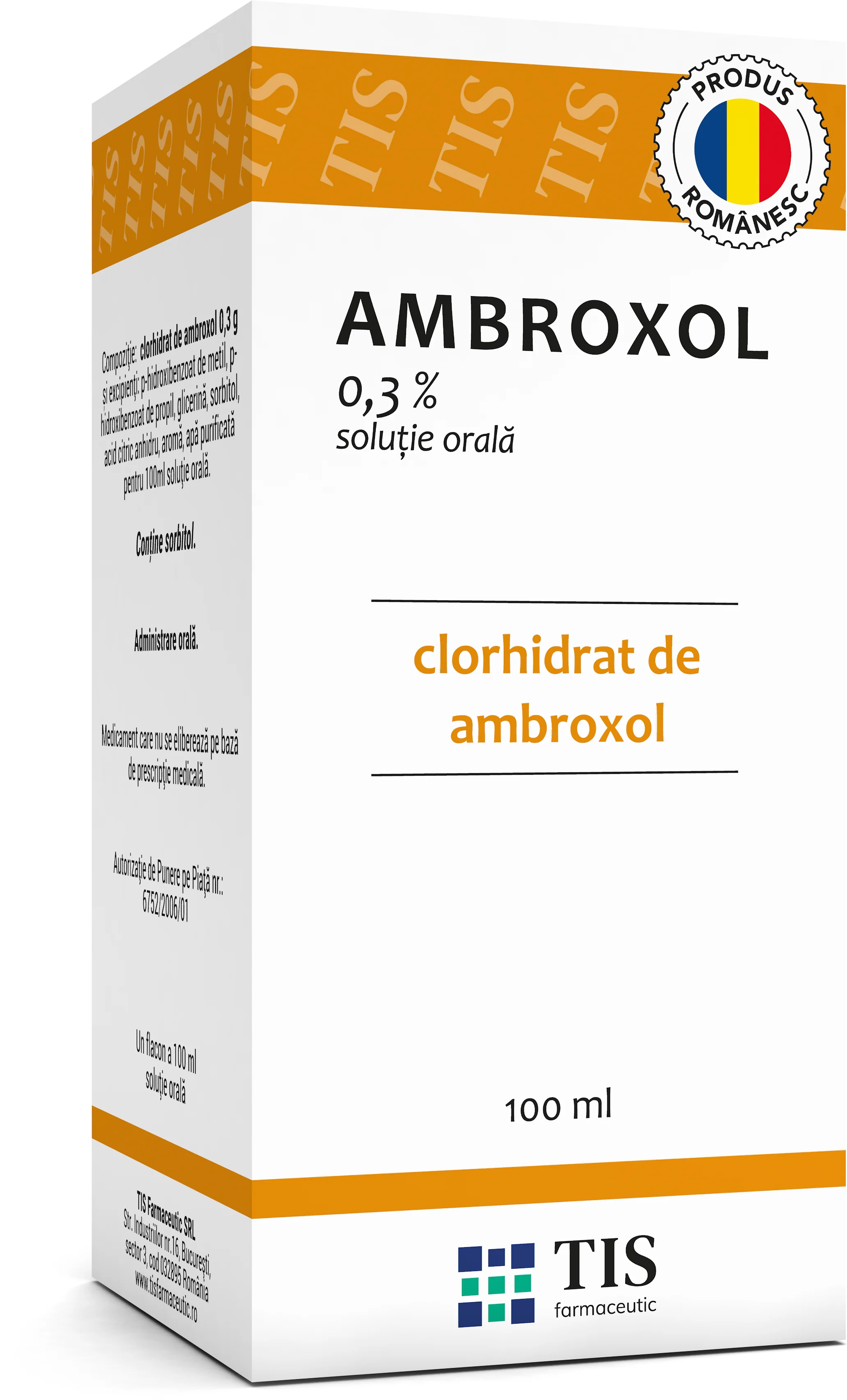 Solutie orala Ambroxol 0,3%, 100ml, Tis Farmaceutic