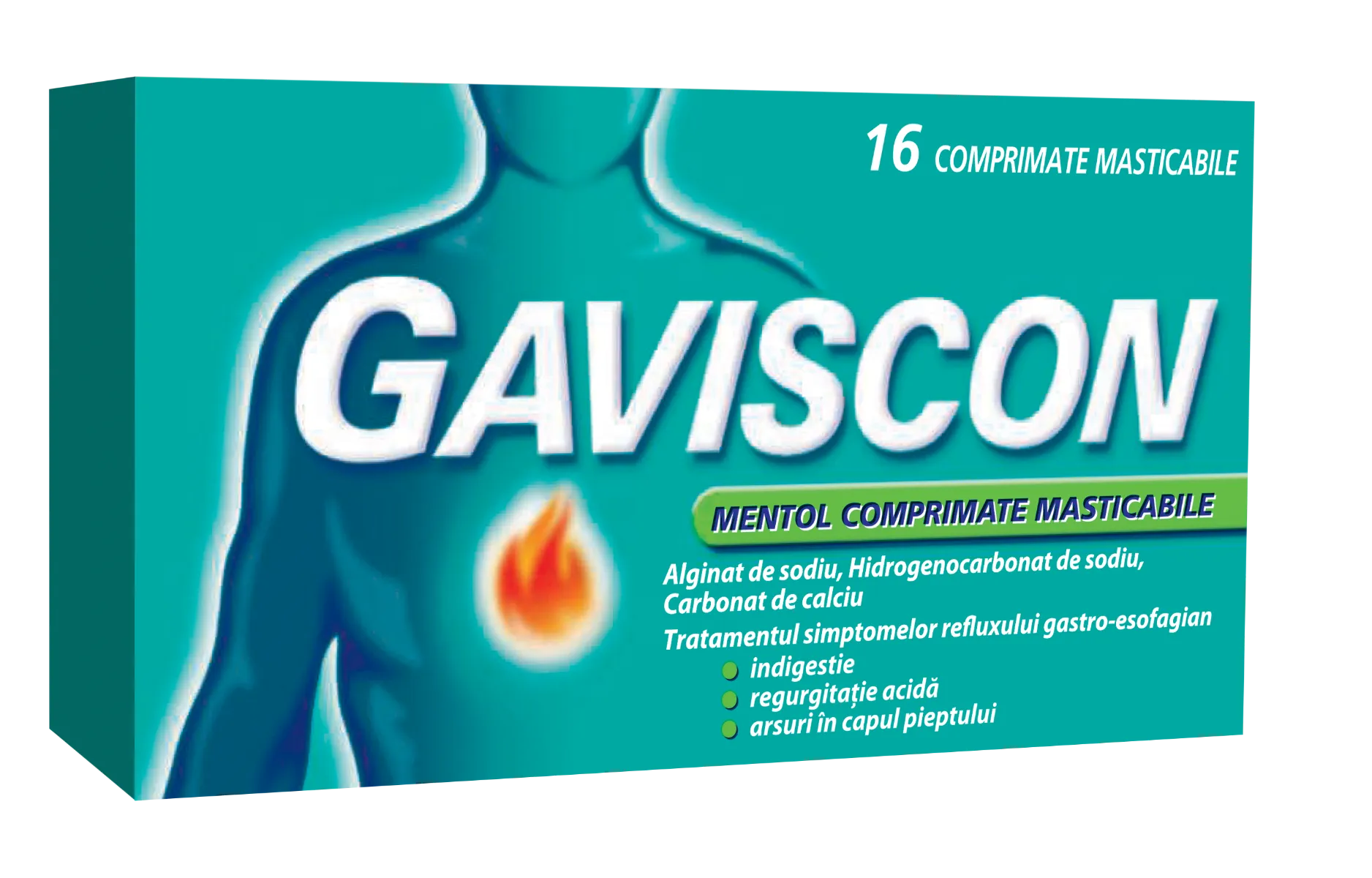 Gaviscon Mentol, 16 comprimate masticabile, Reckitt Benckiser