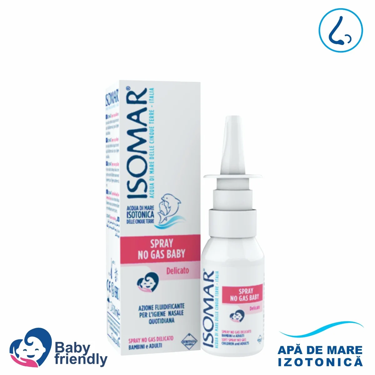Spray nazal fara gaz cu apa de mare izotonica Baby 6+, 30ml, Isomar