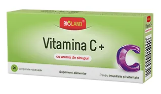 Vitamina C + cu aroma de struguri , 20 comprimate masticabile, Bioland