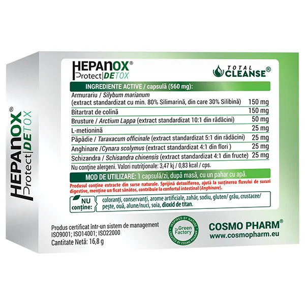 Hepanox Protect Detox, 30 capsule, Cosmopharm