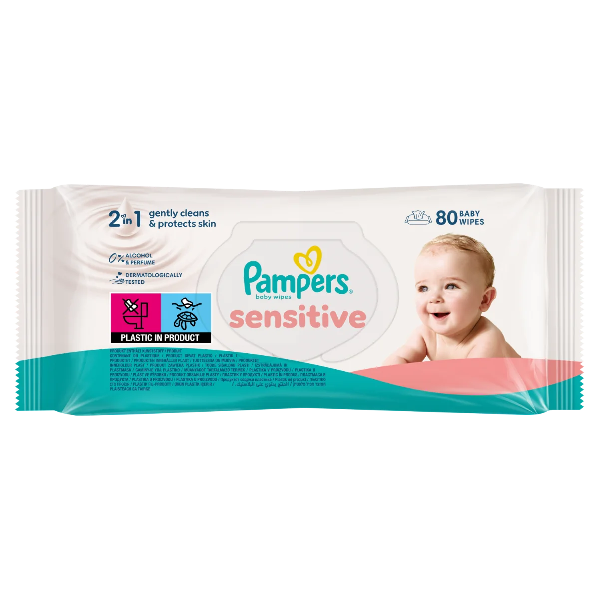Servetele umede Sensitive, 80 bucati, Pampers