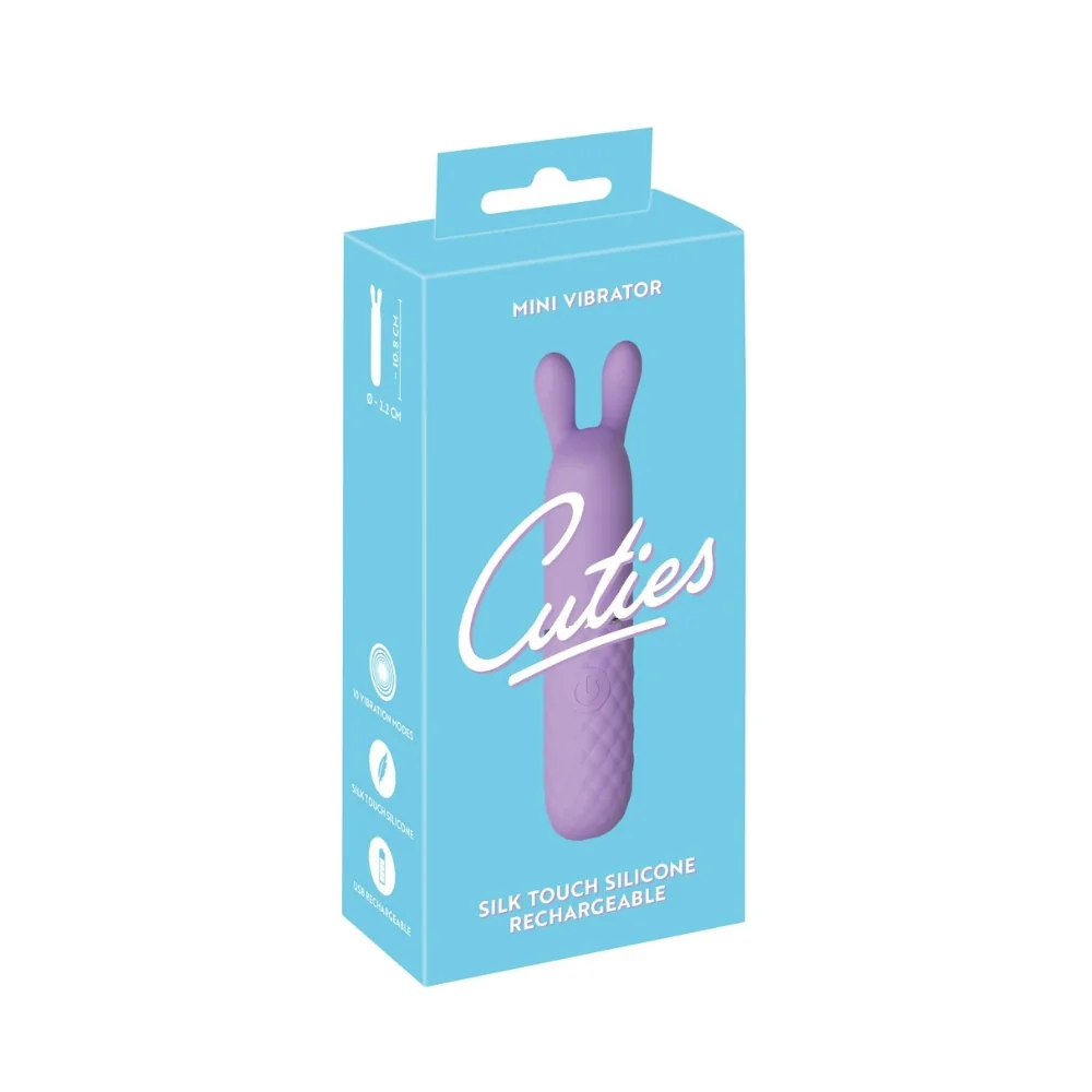 Mini vibrator iepuras cu 10 moduri de vibratie mov, 1 bucata, Cuties