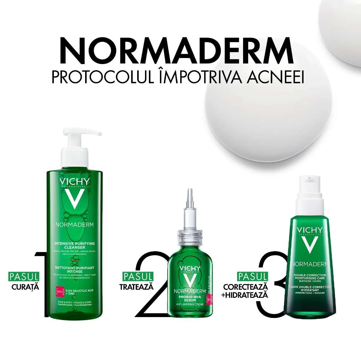 Gel de curatare purifiant pentru ten gras cu tendinta acneica Normaderm, 400ml, Vichy