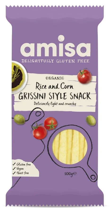 Grisine din orez si porumb fara gluten Bio, 100g, Amisa