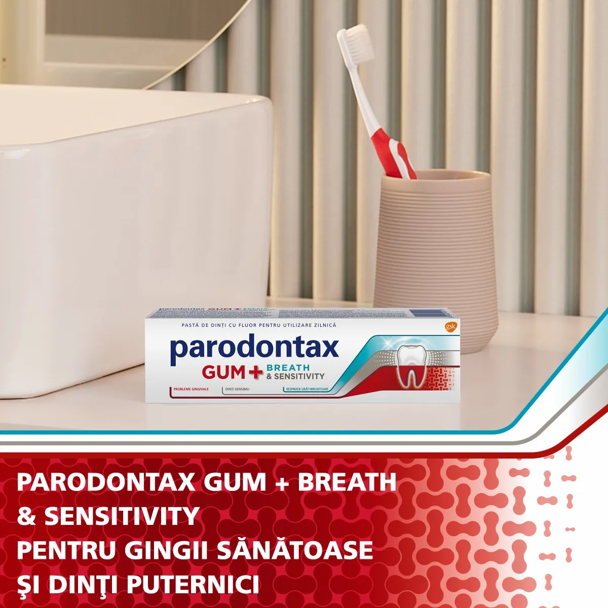 Pasta de dinti Gum + Breath & Sensitivity, 75ml, Parodontax 
