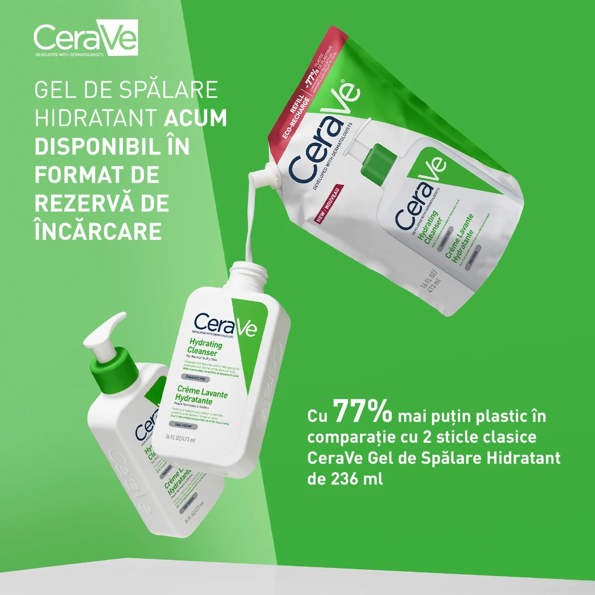 Rezerva Gel de spalare hidratant pentru piele normal-uscata, 473ml, CeraVe