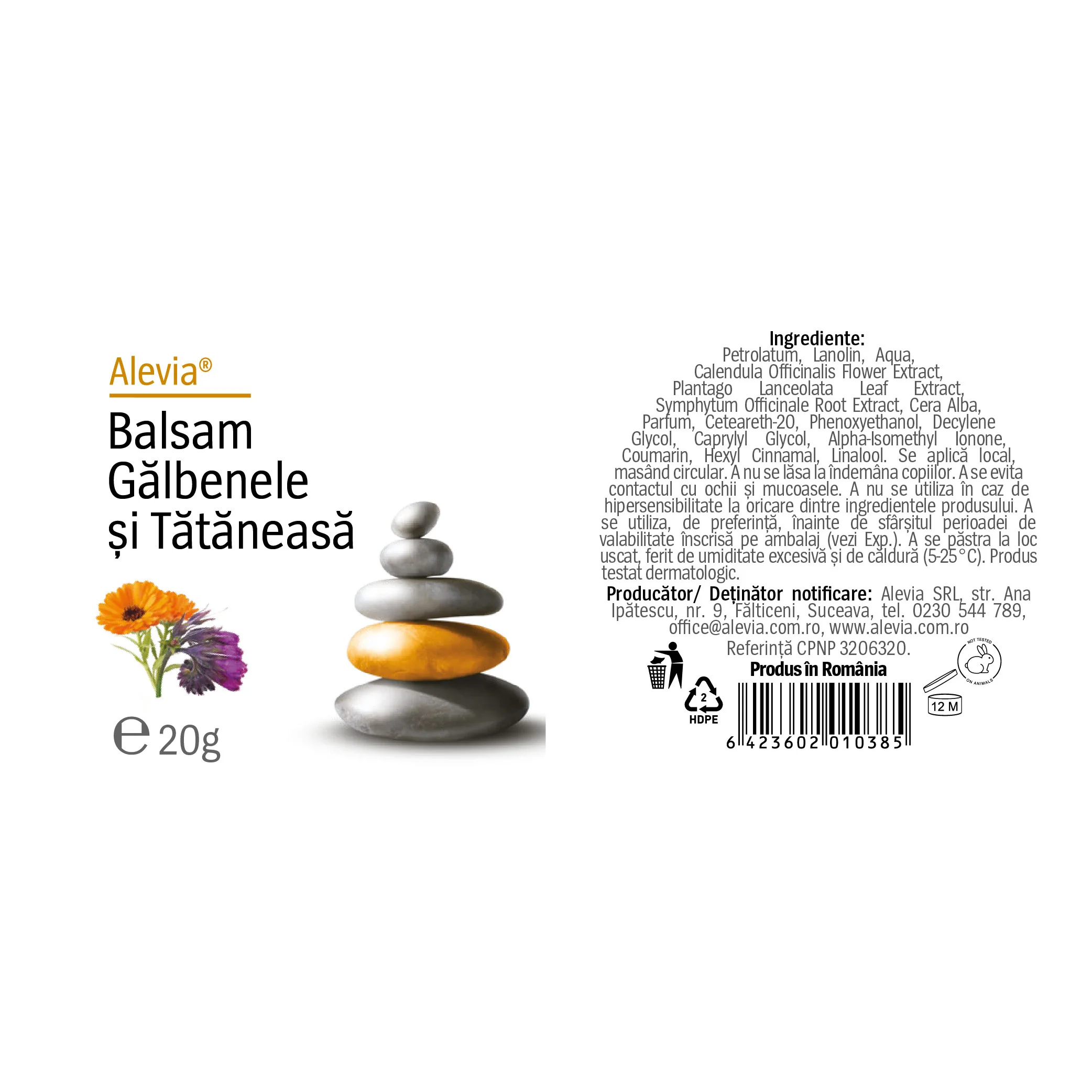 Balsam galbenele si tatanesa, 20g, Alevia