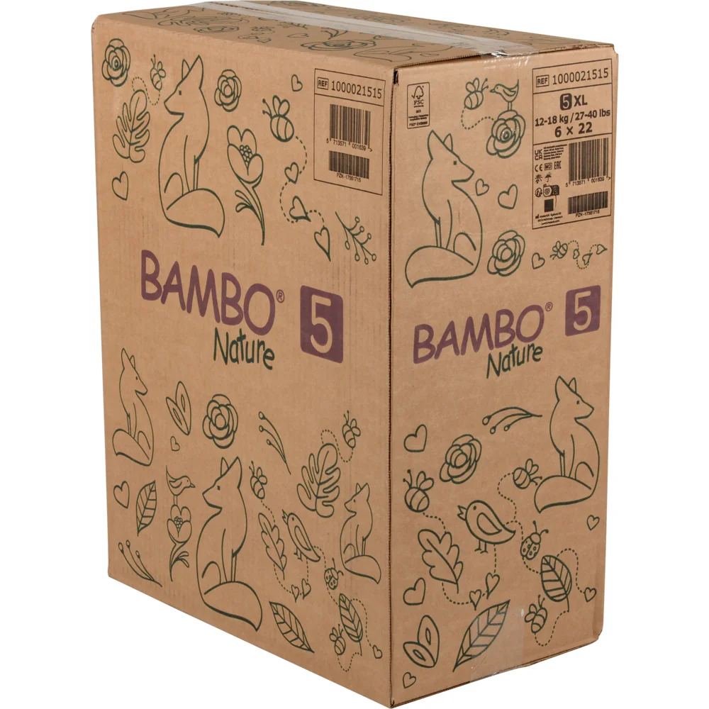 Scutece Eco Paper Bag Marimea Nr. 5 pentru 12-18 kg, 132 bucati, Bambo Nature