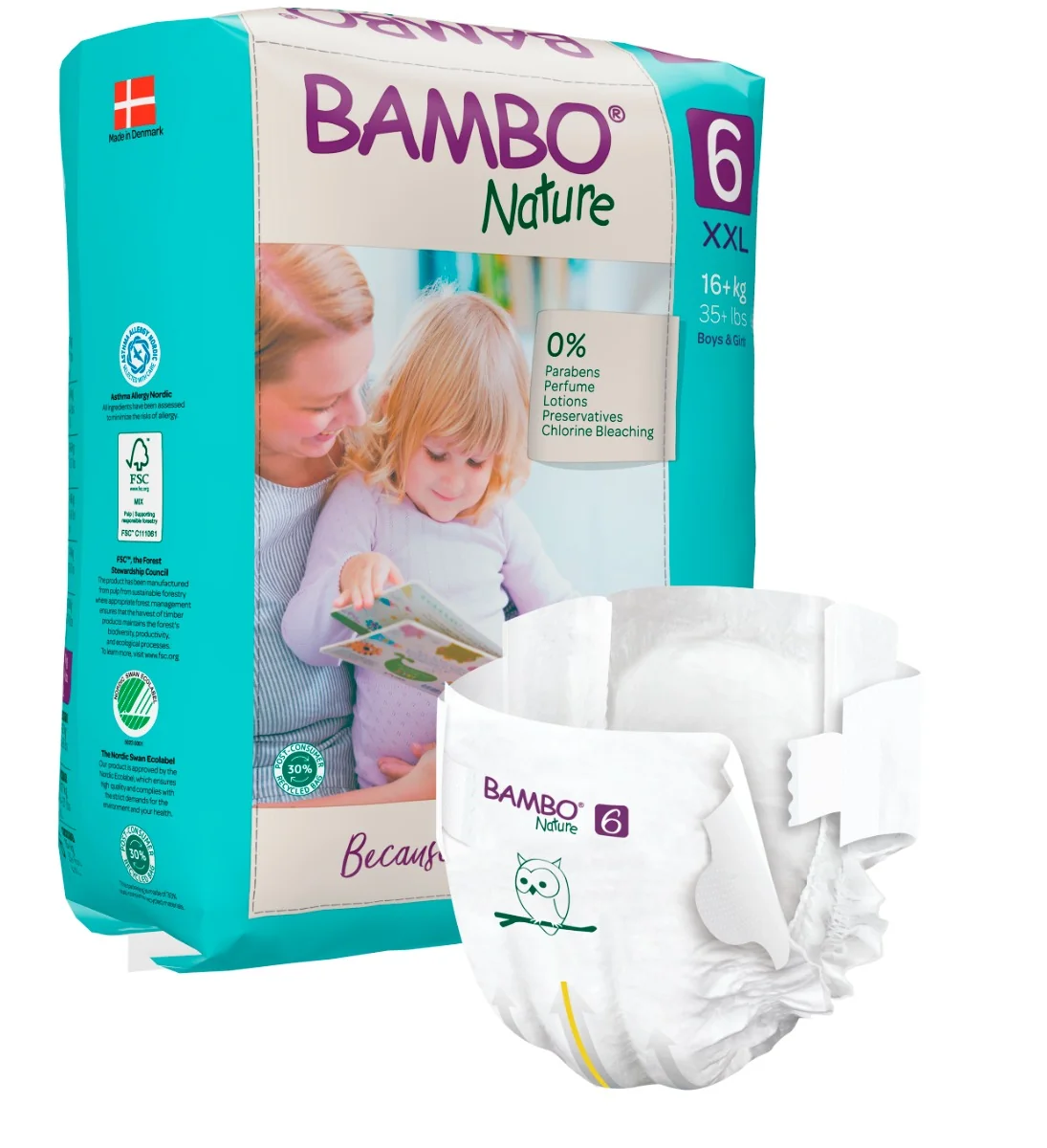 Scutece Ecolabel Nr. 6 pentru 16+ kg, 20 bucati, Bambo Nature