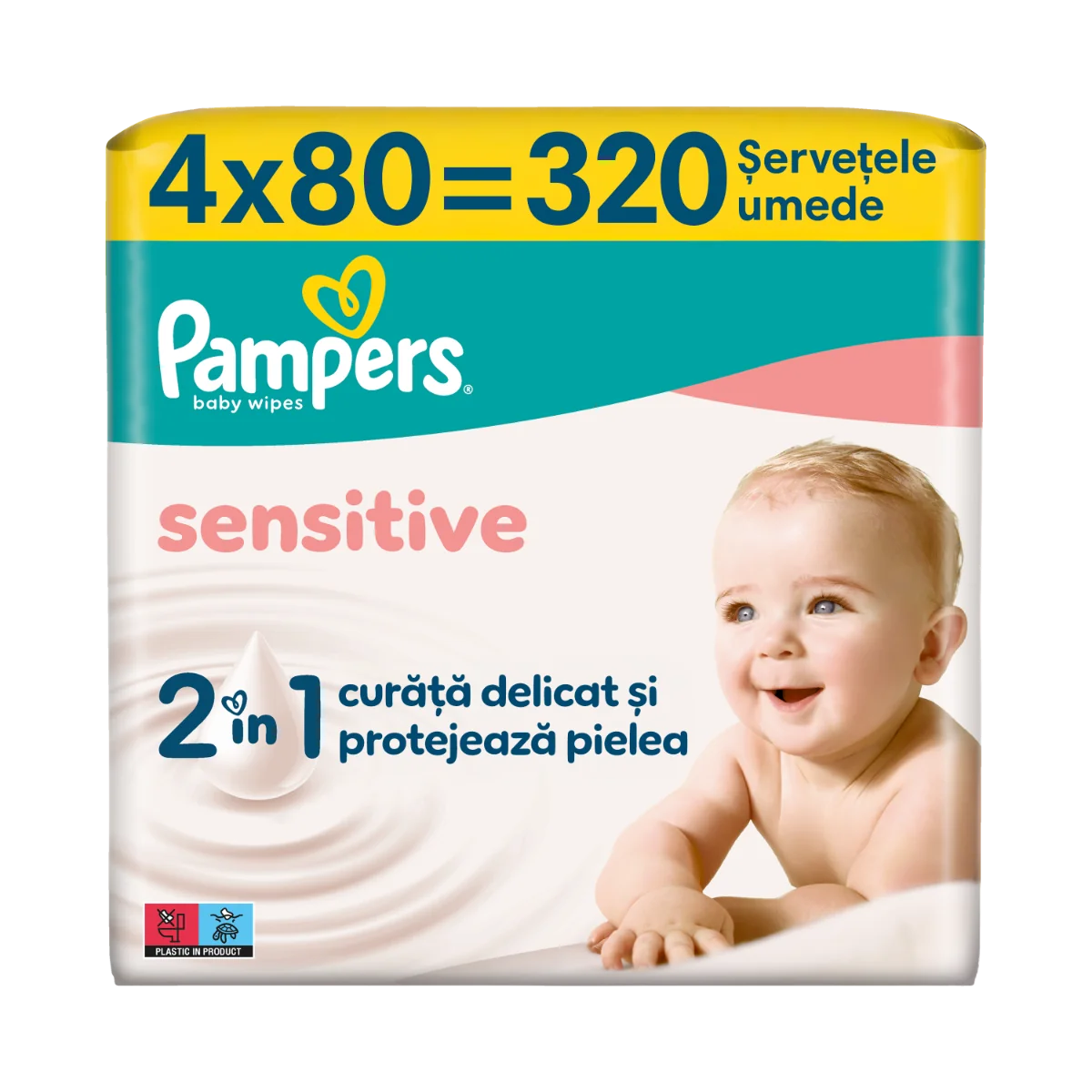 Servetele umede Sensitive, 320 bucati, Pampers