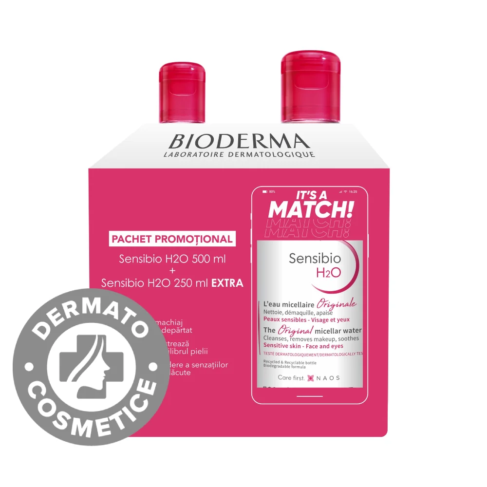 Pachet Sensibio H2O Lotiune micelara, 500ml + 250ml, Bioderma