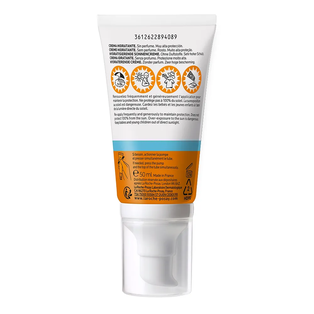 Crema hidratanta cu protectie solara SPF 50+ pentru ten sensibil sau intolerant la soare fara parfum Anthelios UV-Mune 400, 50ml, La Roche-Posay 