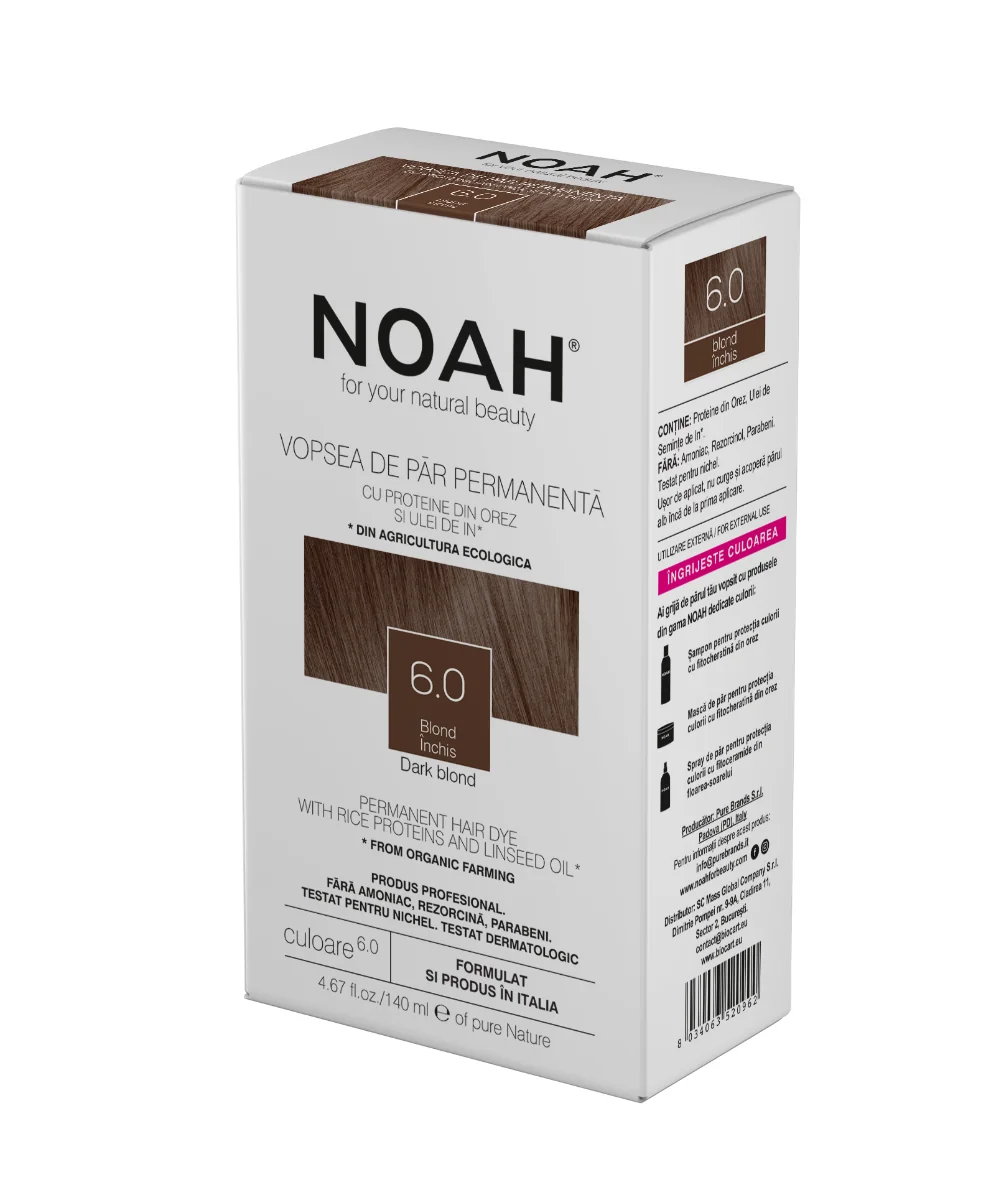Vopsea de par naturala Blond inchis 6.0, 140ml, Noah