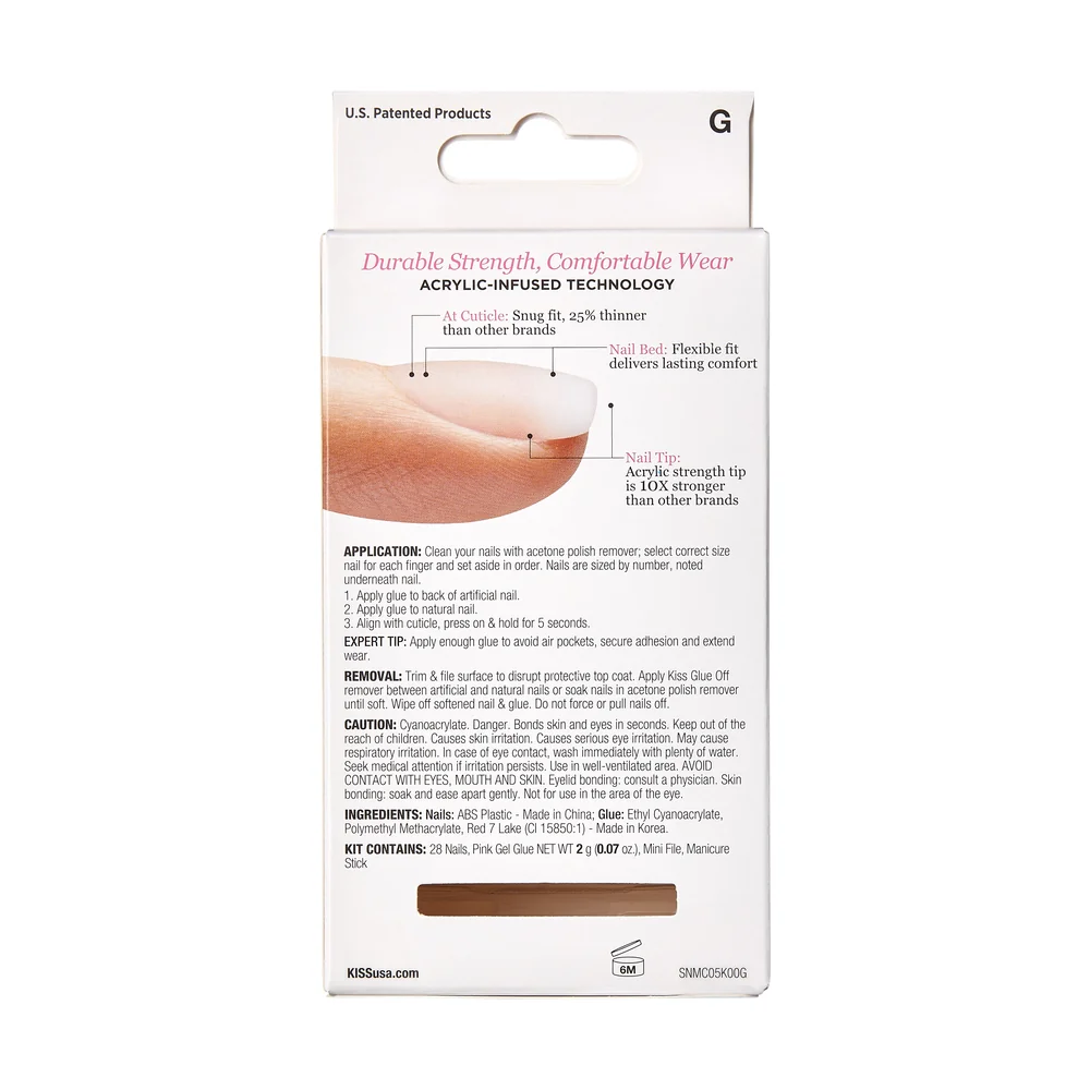 Unghii false Salon Acrylic Euphoria Medium Square, 28 bucati, Kiss