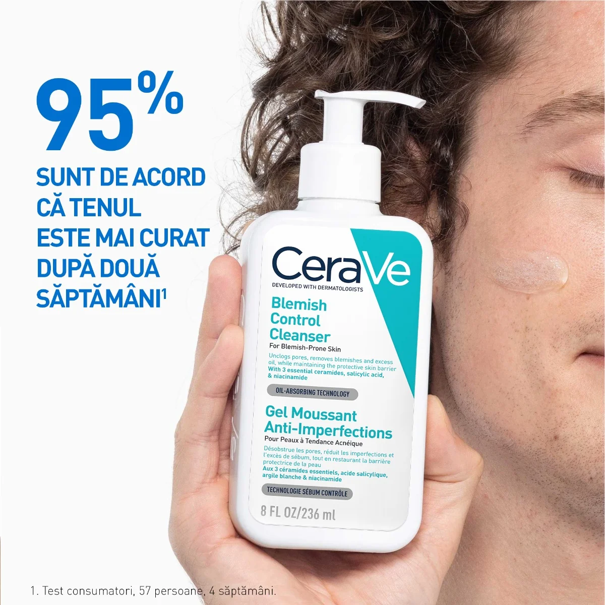 Gel de curatare spumant anti-imperfectiuni ten cu tendinta acneica, 236ml, CeraVe