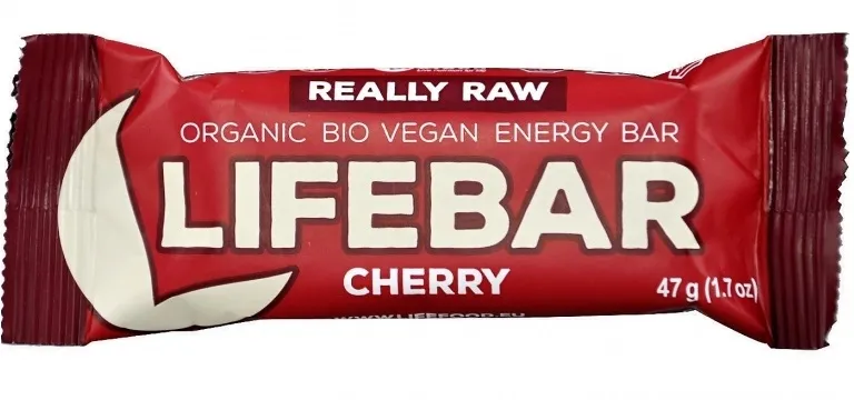 Baton cu cirese raw Lifebar Bio, 47g, Lifefood
