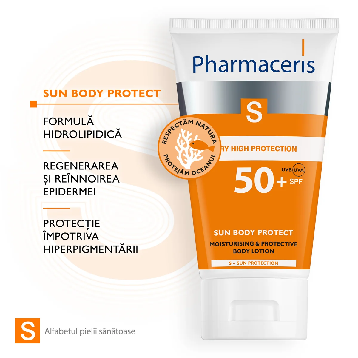 Lotiune de corp cu protectie solara SPF50+ S, 150ml, Pharmaceris