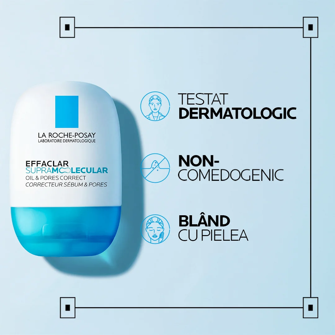 Gel-crema matifiant corector pentru tenul gras cu imperfectiuni Effaclar Supramolecular, 40ml, La Roche-Posay