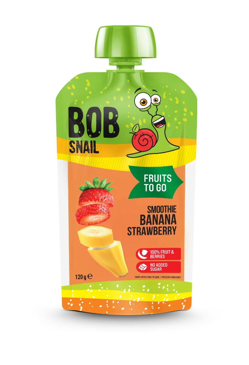 Smoothie cu banana si capsuni, 120g, Bob Snail