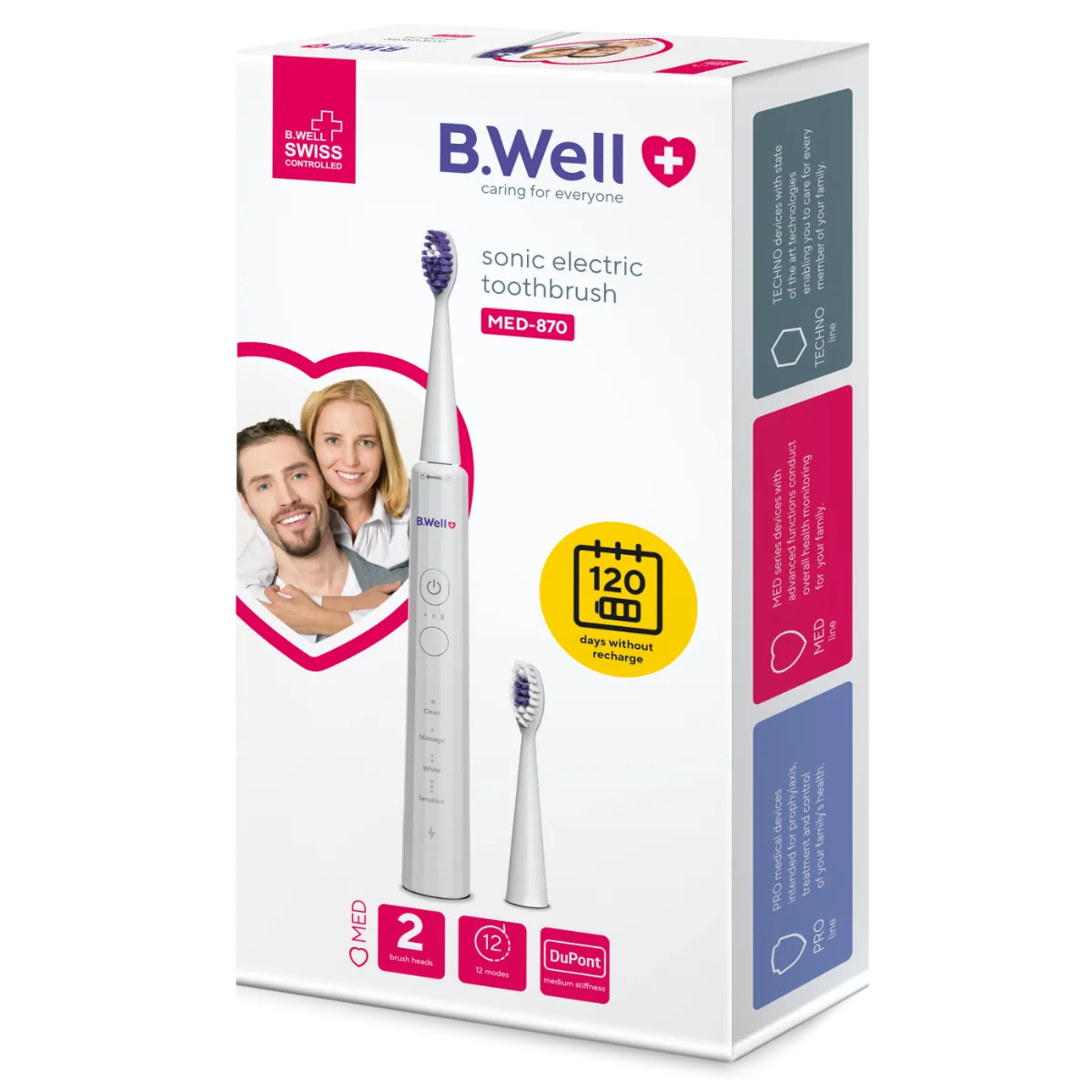 Periuta de dinti electrica MED-870 Alba, 1 bucata, B.Well
