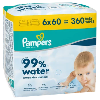 Servetele umede 99% apa cu lotiune usoara, 360 bucati, Pampers