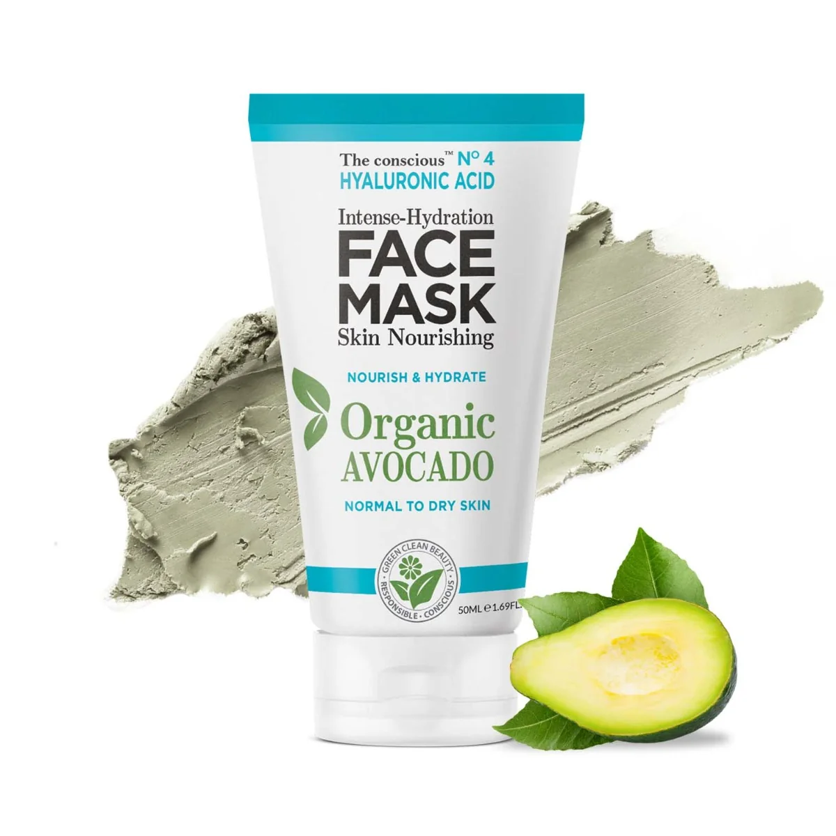 Masca intens hidratanta pentru fata cu Acid Hialuronic si Avocado, 50ml, The conscious