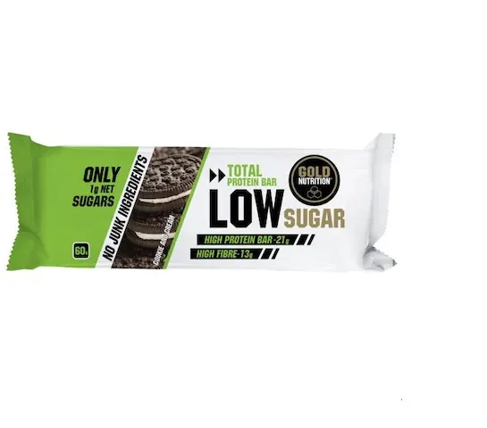 Baton proteic cu biscuiti Low Sugar, 60g, Gold Nutrition