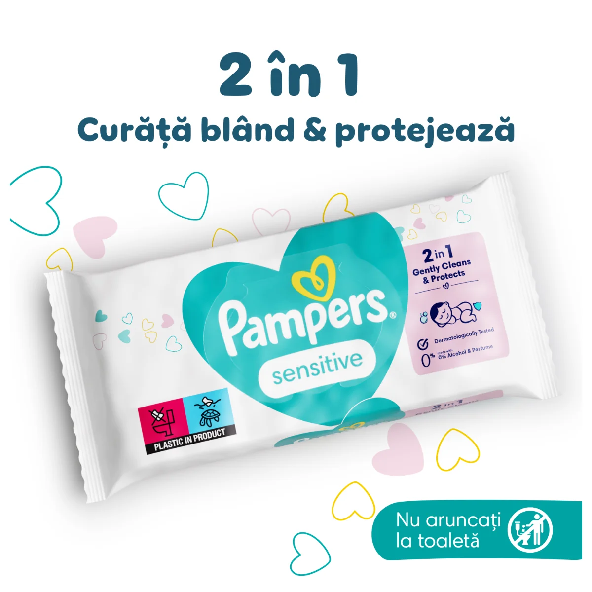 Servetele umede Sensitive, 52 bucati, Pampers