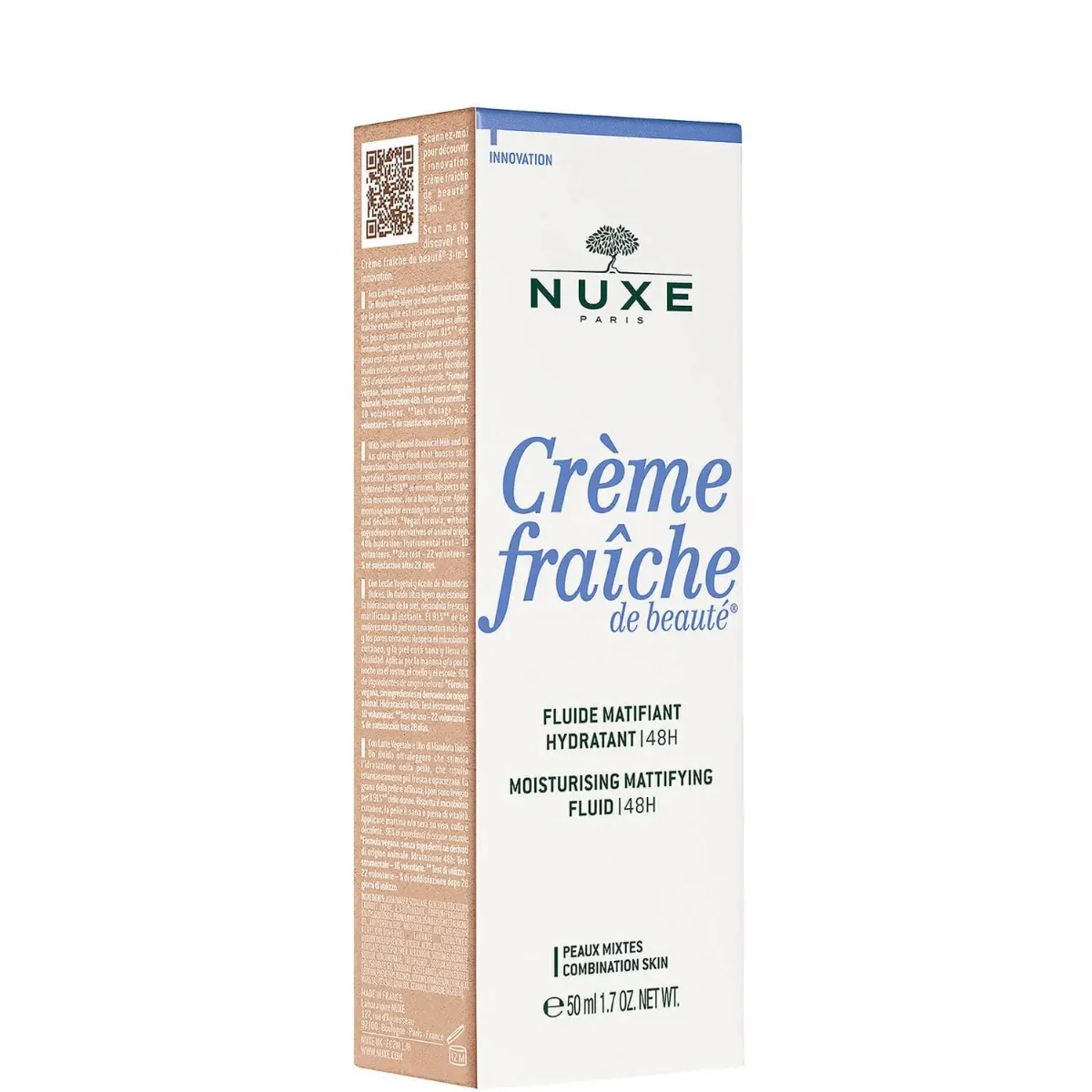Fluid hidratant 48h cu efect matifiant pentru ten mixt Creme Fraiche de Beaute, 50ml, Nuxe