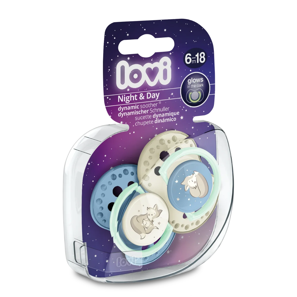 Set suzete din silicon pentru 6 - 18 luni Night&Day 22/915BOY, 2 bucati, LOVI