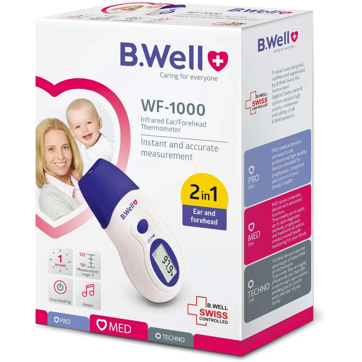 Termometru medical electronic cu infrarosu 2 in 1 WF-1000, 1 bucata, B.Well